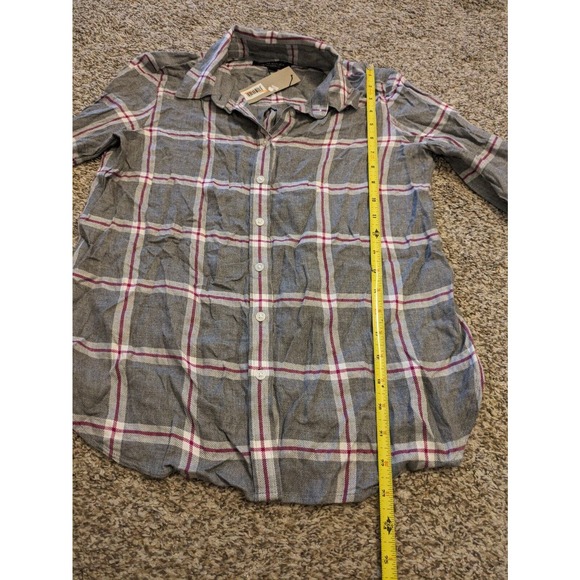 Banana Republic NEW Women Button Up Blouse Gray Plaid Sz XS Petite Classic Fit - Picture 5 of 6